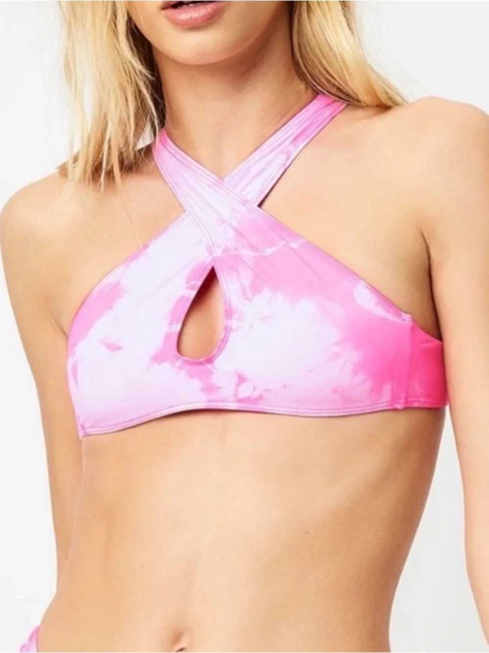 Frankie’s Bikinis x Sofia Richie Pink Tie-Dye Crisscross Bikini Top